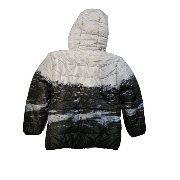 Eddie Bauer Kids Deer Harbor Reversible Hooded Jacket XS (5/6) Gray Black - Picture 5 of 14